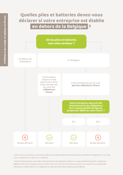 Schéma en dehors de la Belgique - Quelles piles et batteries à déclarer
